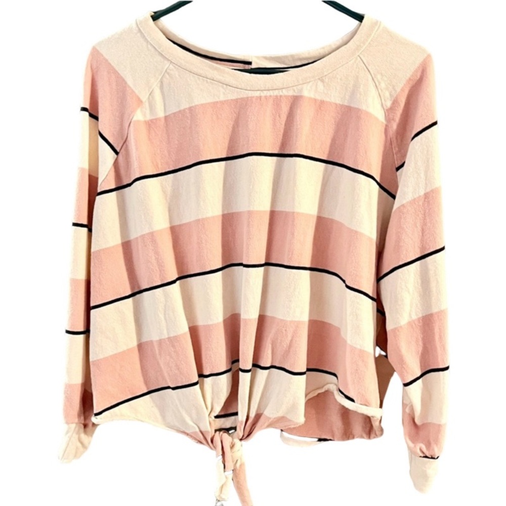 Blu Pepper Stripped Relaxed Tie Sweatshirt
